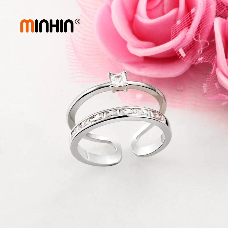 Женские кольца MINHIN с серебряным покрытием из кубического циркония модные