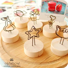 JIANWU zakka retro photos show Creative Pastoral ornaments seat iron log message Clip Notes folder name card holder