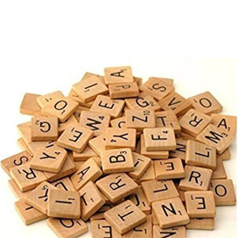 

100Pcs Wooden Alphabet Scrabble Tiles Black Letters & Numbers For Crafts Wood Digital Puzzle