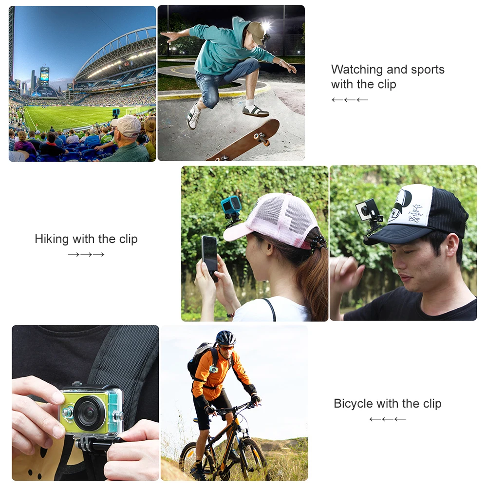 Бейсбол голова Кепка шапка зажимное крепление зажим на рюкзак для Адаптер для GoPro 4/3+/3/2 для спортивной экшн-камеры SJCAM спортивной экшн-камеры Xiaomi Yi Action Камера аксессуары