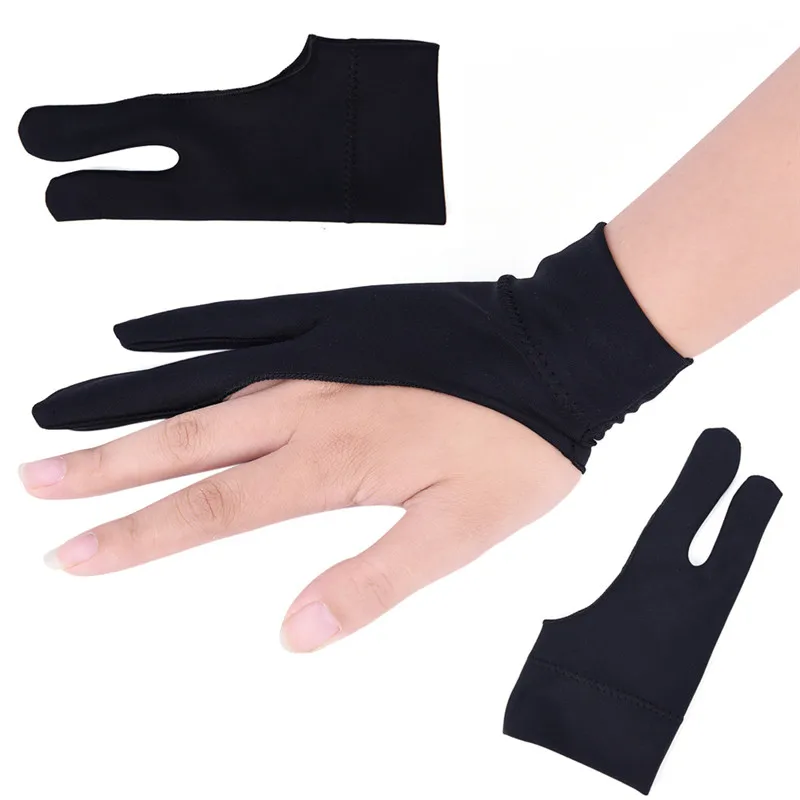 Перчатки для рисования художника для любого графического планшета черный 2 пальца противообрастающие как для правой, так и для левой руки черный свободный размер