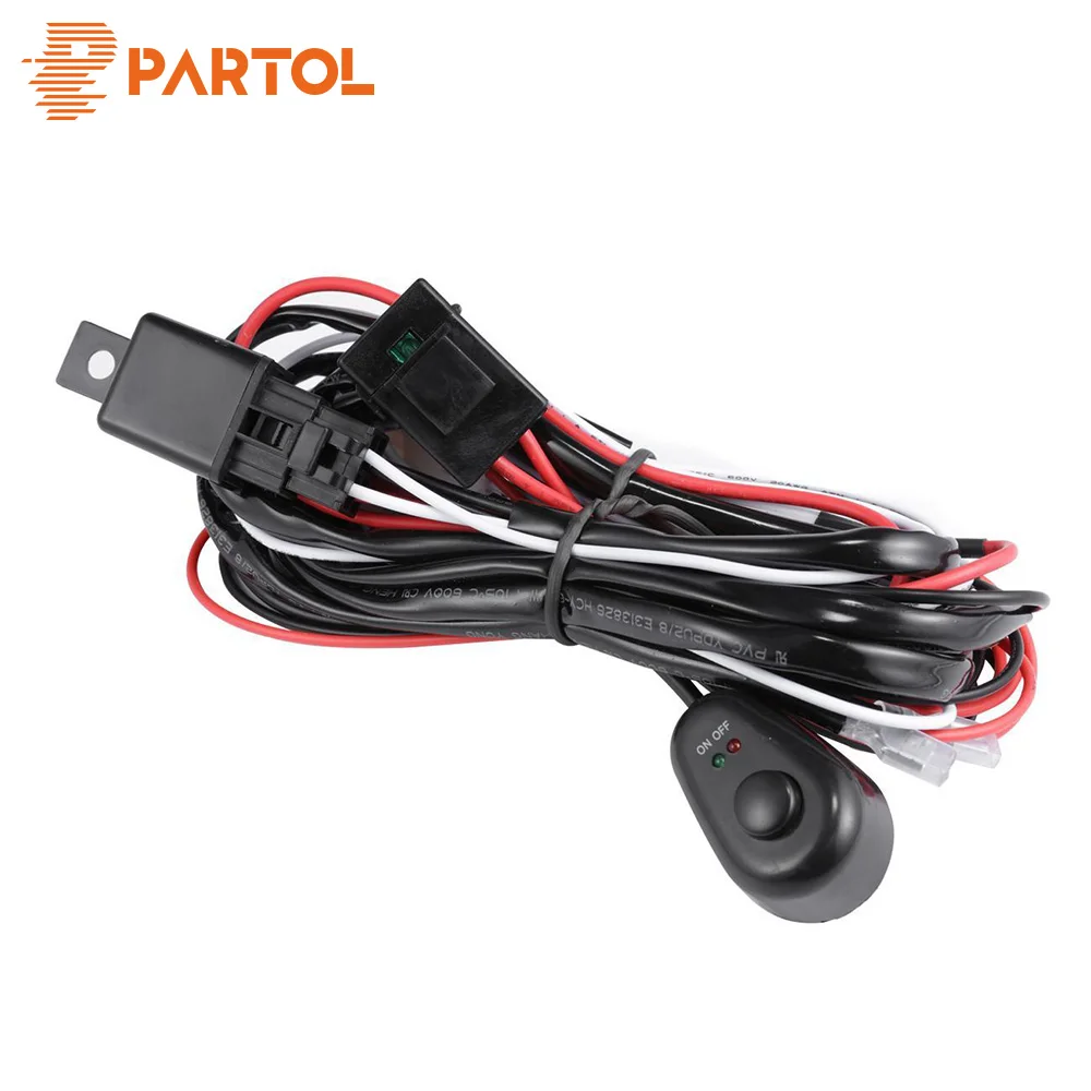 Partol авто светодиодный лампа фары оплетка для проводов комплект Offroad светодиодные панели жильный кабель DC12V 40A