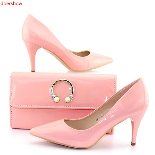 

doershow New Arrival Italian Women Shoe and Bag Set African Matching pink Shoes and Bags Italian In Women Party Shoes!!SJM1-9