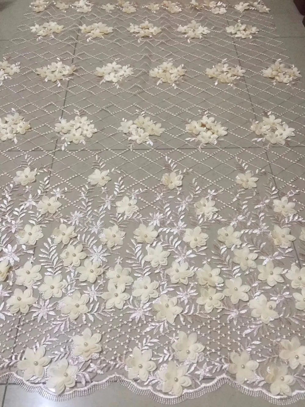 

3d applique french lace high quality for african dress embroidery tulle fabric wholesale 5yard/lot