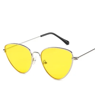 Cat Eye glasses Frame Women Fashion Clear glasses Lens Myopia Optical Glasses Frame oculos feminino occhiali da vista donna - Цвет оправы: silver yellow