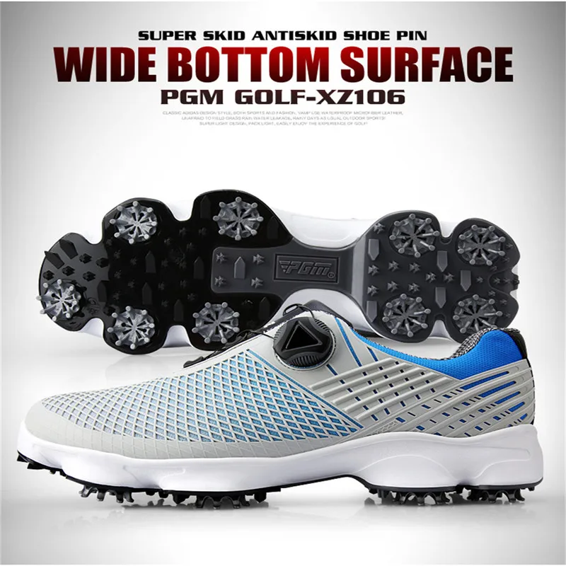 PGM Golf Shoes Mens Waterproof Breathable Antiskid Sneakers Male Rotating Shoelaces Sports Spiked Trainers Golf Shoes XZ106