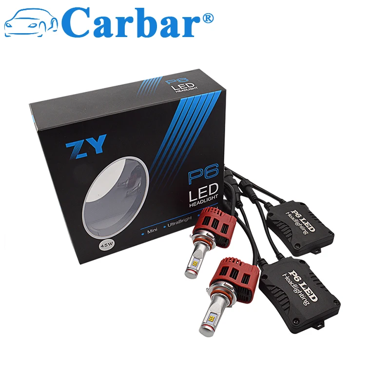 

Carbar# 2Pcs P6 9006 LED Headlight Bulbs Conversion Kit -H1 H3 H4 H7 9005 4500lm 45w Car LED Lights 9006 HB4 High Power 5k 4k 6k