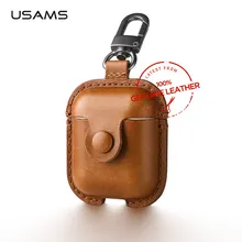 USAMS Luxury Genuine Leather Case for Apple Airpods Earphone Protective Cover for Air Pods Wireless Bluetooth Earphone Box