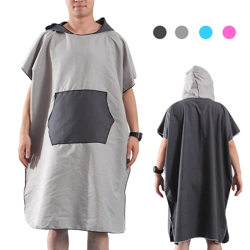 

Beach Bathrobe Absorbent Microfiber Changing Poncho Hooded Swimming Towel Easy for Changing Cloth on Beach