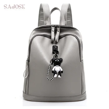 

Women Shoulder Bag PU Leather Backpacks Schoolbag For Teenager Girls Fashion Cute Pendant Femme Mochilas Mujer Drop Shipping