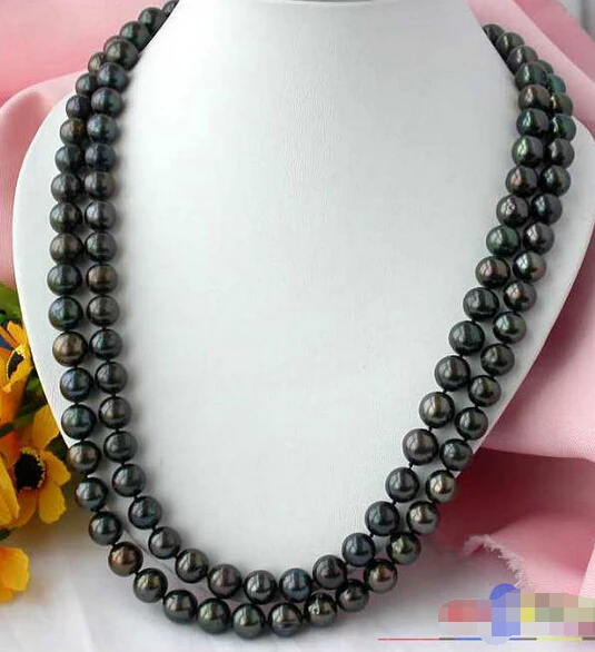 

HOT## Wholesale >>> 50" 12MM ROUND BLACK FRESHWATER CULTURED PEARL NECKLACE 14KGP p1323