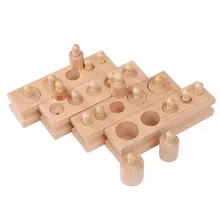 Bois Montessori éducatif cylindre douille blocs jouets développement pratique sens cadeau d'anniversaire