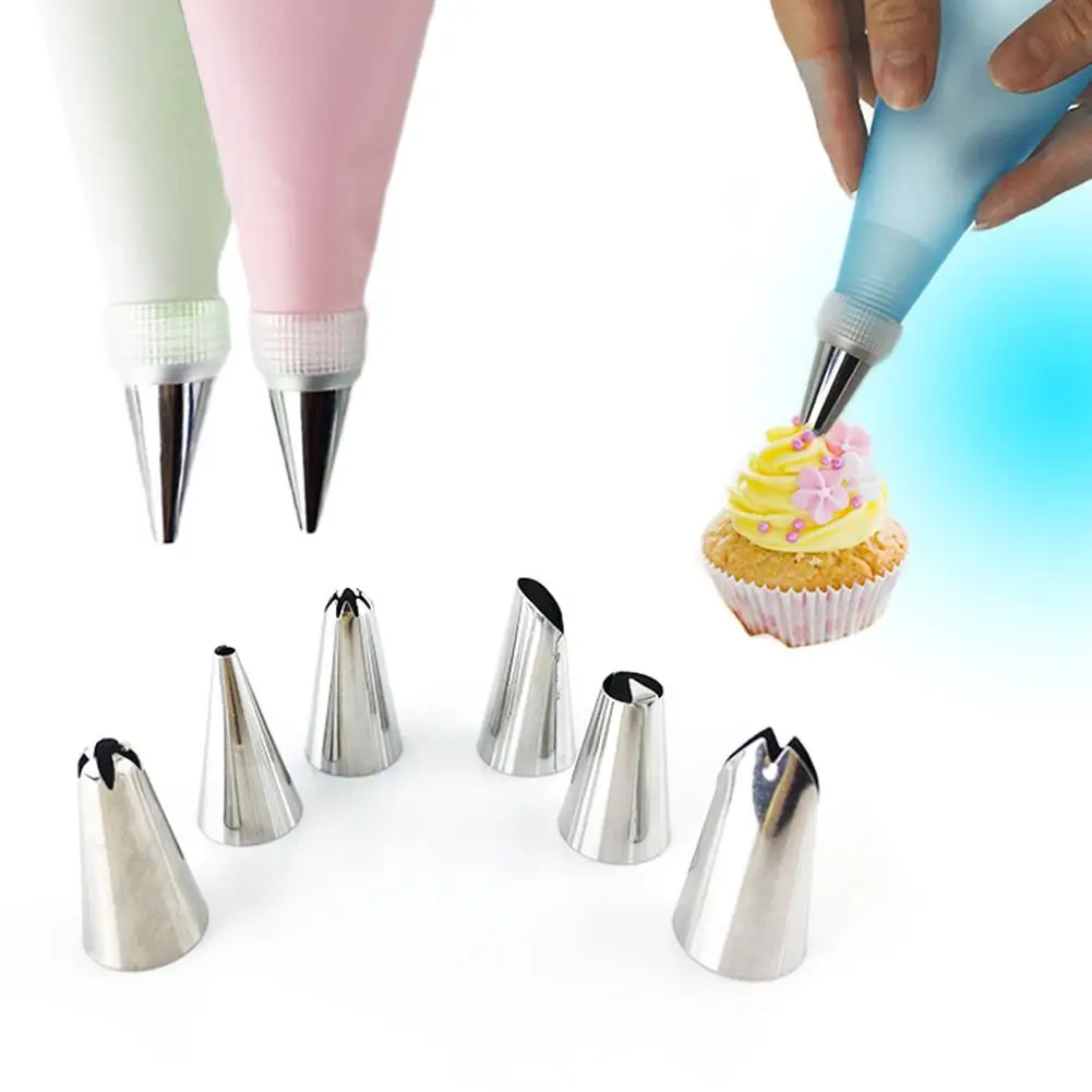 

8Pcs Icing Frosting Cream Piping Pastry Bag Nozzle DIY Cake Decorating Tips Decorating Tool Sets Silicone Kitchen Accessories
