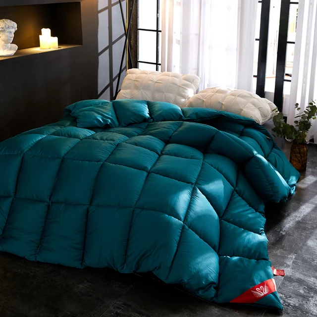 Blue White Pink Gray Luxury Goose Down Quilt Winter Thick