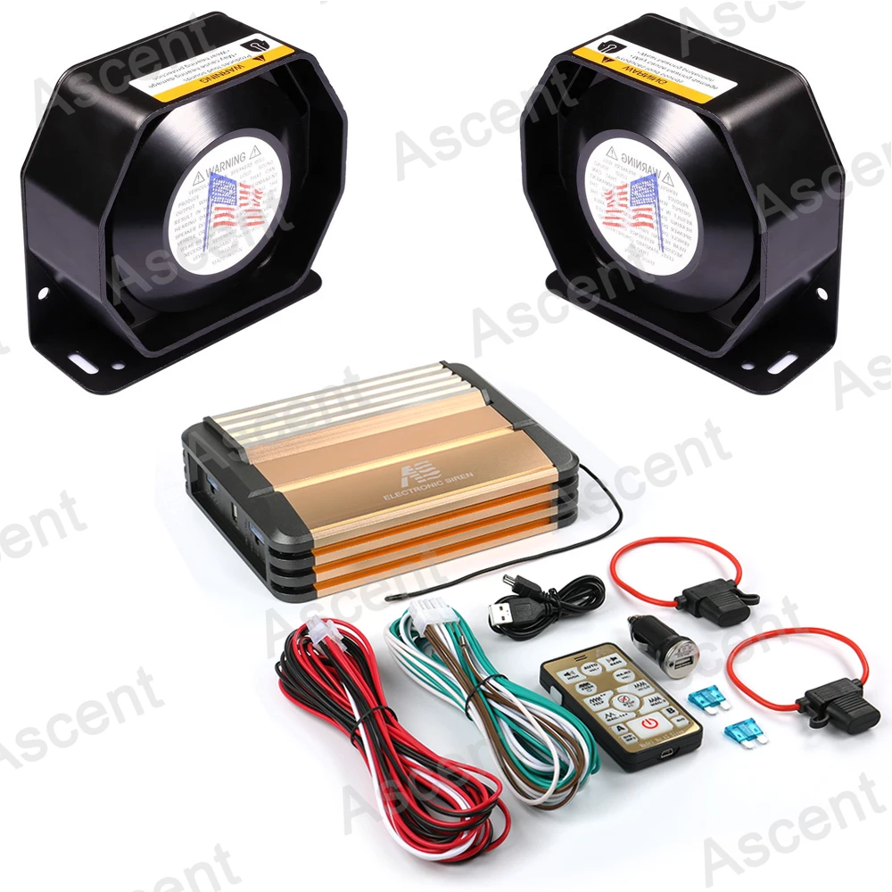 LARATH High Power 600W Wireless Remote Police Siren 8 Tone