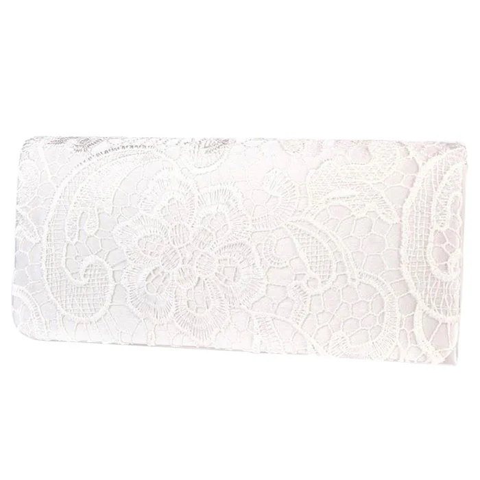 

Bridal Wedding Lady Satin Evening Bags Lace Floral Day Pouch Clutches Women Messenger Shoulder Bag Purse Party Girl Handbags