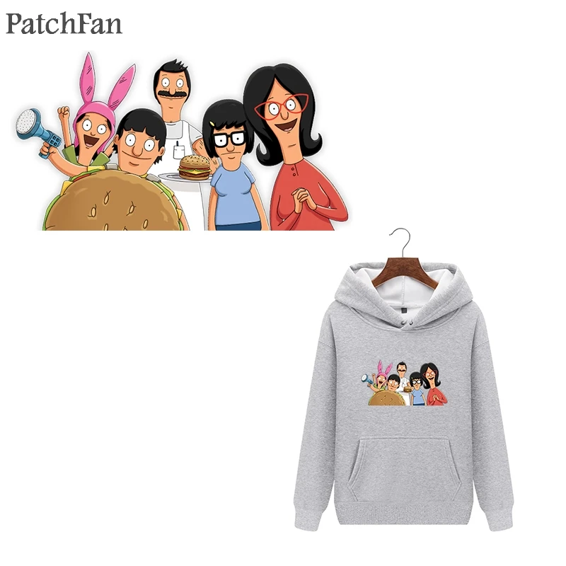 

Patchfan Bob's burger heat press stickers iron on patches Handmade patches on clothes jacket t shirt thermal transfer A1760
