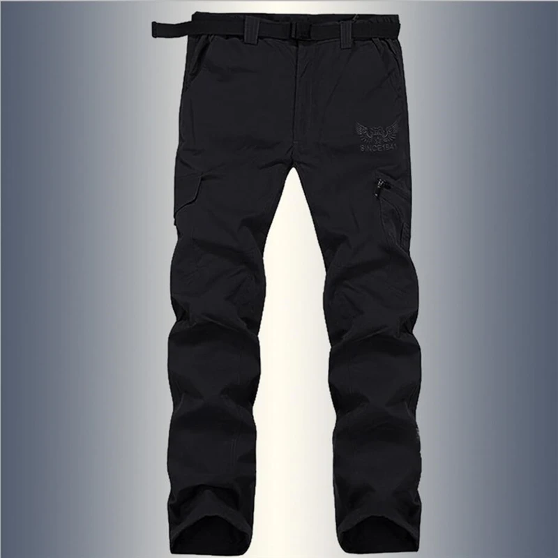 Новые весенние быстросохнущие брюки карго мужские армейские военные эластичные дышащие треккинговые водонепроницаемые брюки тактические брюки мужские спортивные брюки - Цвет: Черный