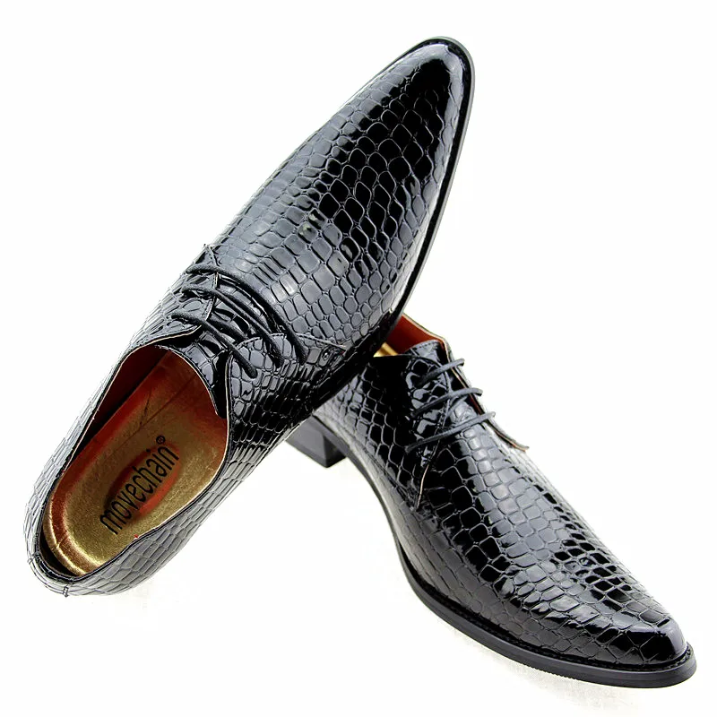 movechain Luxury Brand Designer Men's Fashion Snakeskin Grain Leather Pointed Toe Lace-Up Dress Wedding Shoes Mens Casual Flats movechain Luxury Brand Designer Men's Fashion Snakeskin Grain Leather Pointed Toe Lace-Up Dress Wedding Shoes Mens Casual Flats