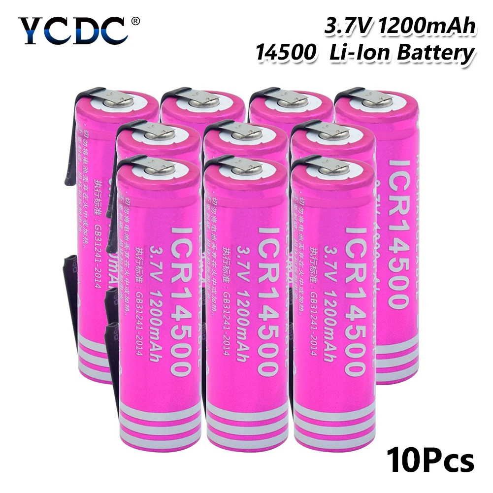 

14500 Li-ion Battery 3.7V 1200mAh Lithium Rechargeable Bateria Welding Nickel Sheet batteries For Torch LED Flashlight Toys