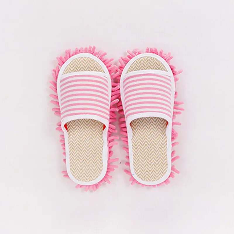 1 пара швабры, тапочки для ленивых, носки, обувь, креативные, быстрая очистка от пыли, микрофибра, мягкие, удобные для носки, покрытие от пыли - Цвет: Stripe Pink M