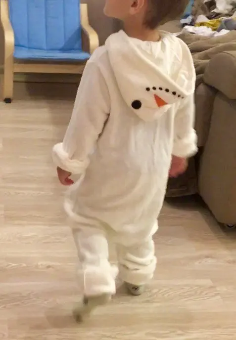 Mingkids Jumpsuits Sleepsuit Pajamas Snowman Costume Cosplay baby boy warm fleece winter pijamas Ro