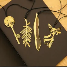 Лист Ключ книга Знаки Книга Марка Стильный золотой ангел Знаки покрытием полый животных Закладка-перо канцелярские принадлежности