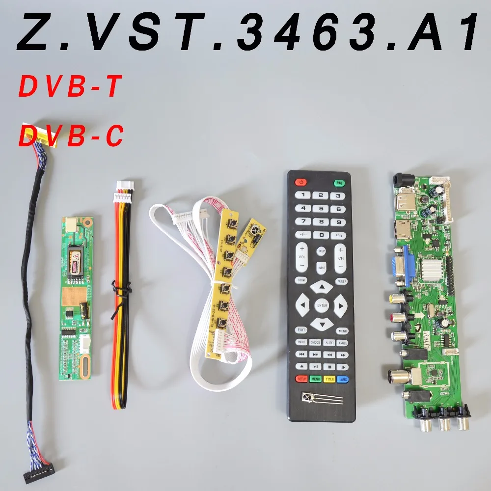 

Z.VST.3463.A1 V56 V59 Universal LCD Driver Board Support DVB-T2 TV Board+7 Key Switch+IR+1 Lamp Inverter+LVDS