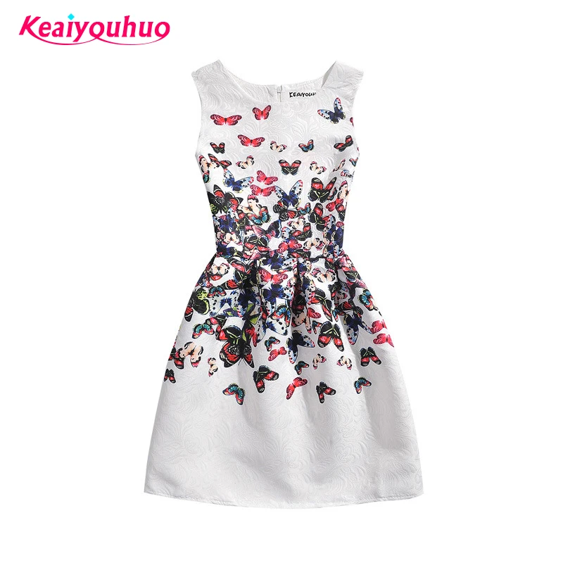 

5-20 years Girls dresses 2018 new Summer Butterfly Floral Print Teenagers Dresses for girls Christmas Party Dress Kids Vestido