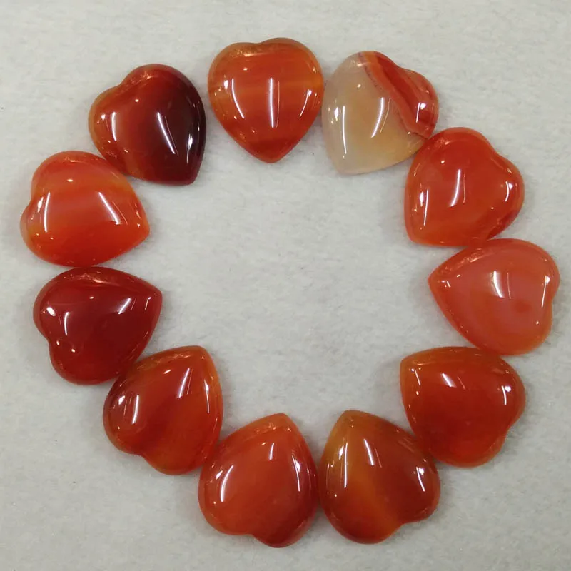 

2017 new good quality natural red onyx heart shape cab cabochons beads for jewelry making 25mm wholesale 10pcs/lot free