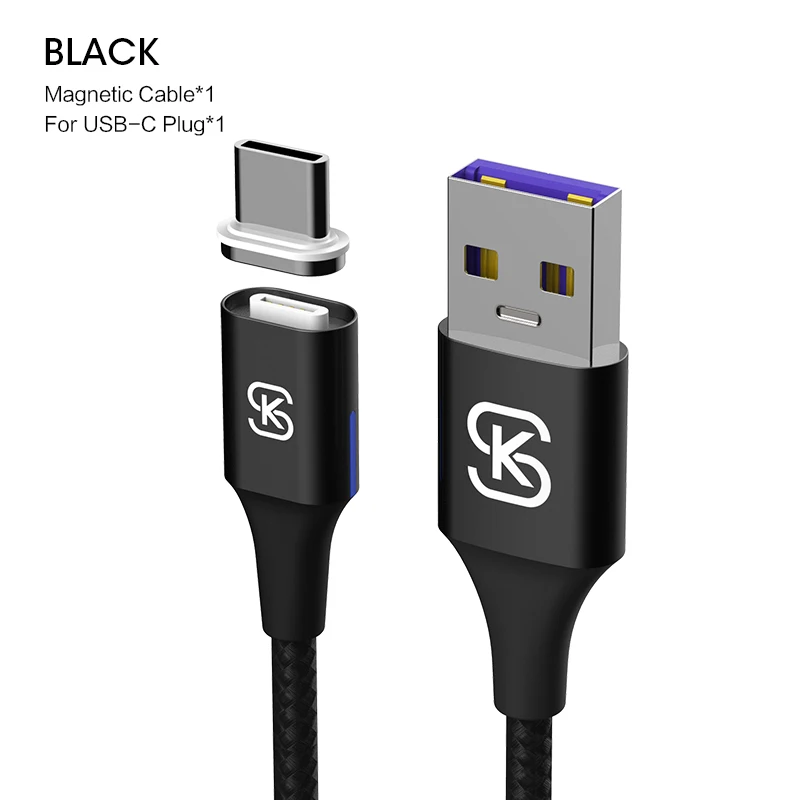 SIKAI 5A светодиодный магнитный кабель H Micro usb type-C для iPhone samsung huawei xiaomi oneplus 6 Магнитная Быстрая зарядка - Цвет: black for usb-c