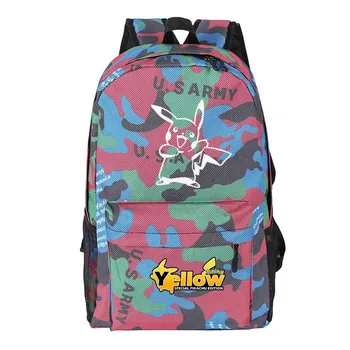 

Yellow Pikachu Women Cute Backpack Camouflage Pink Bookbag Canvas School Bags for Teenage girls Women Travel Bagpack