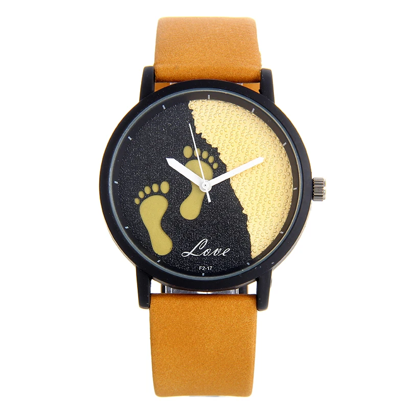 

BGG brand Ladies Dress Watch Female feet dial Quartz Wristwatch Leather Strap Women Creative Fashion Casual Clock hours relojes