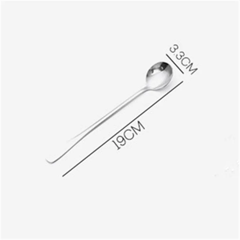 1Pc Long Handled Coffee Spoon Stainless Steel Teaspoon Ice Cream Dessert Tea Spoon New Kitchen Things Household Things - Цвет: Round Head