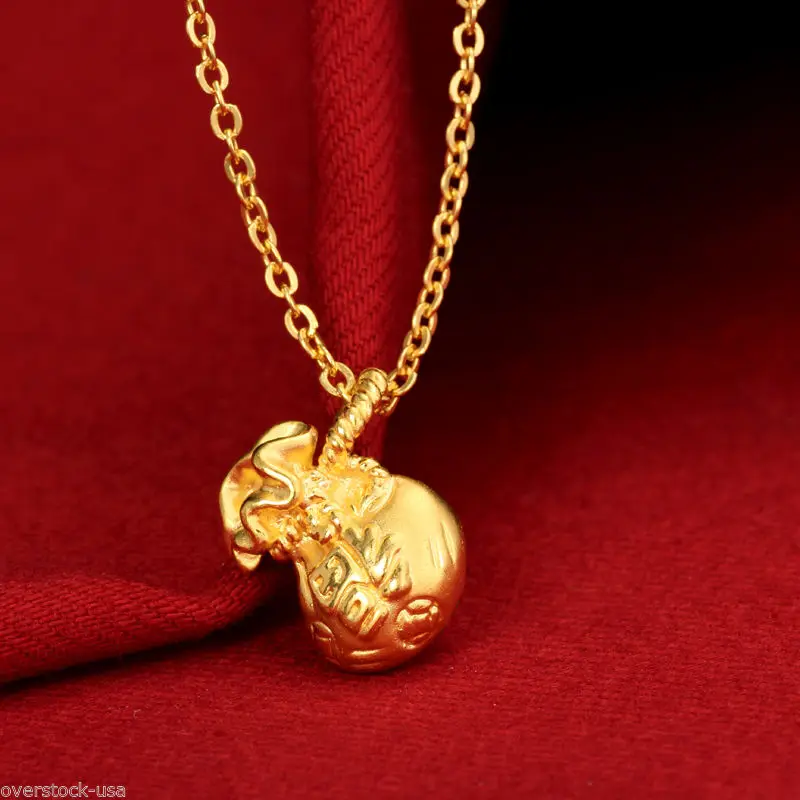 

J.Lee 1PCS 24K Yellow Gold Pendant 3D Wealth Bag Pendant 1.20g