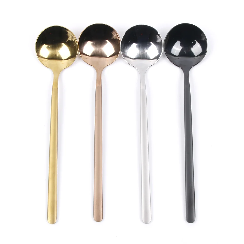 

4color 304 Stainless Steel Korean Serving Spoon Set High Quality Mixing Spoons 205mm Korean Dinnerware Set Kitchen Accessories