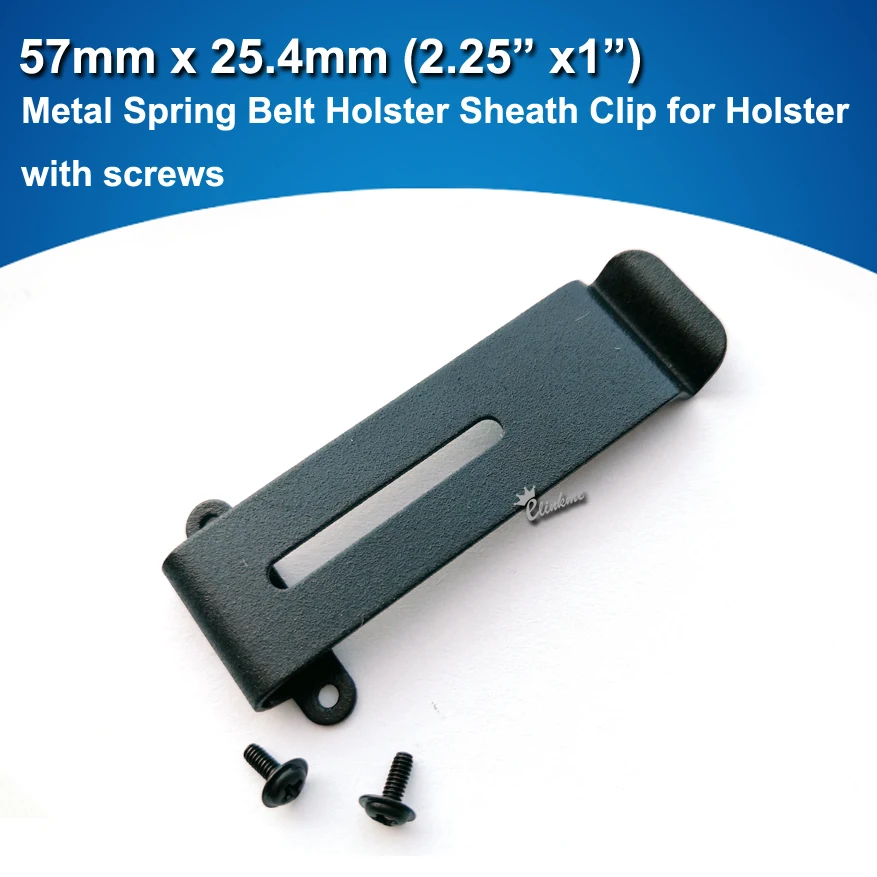 

57mm x 25.4mm (2.25" x 1") Metal Spring Belt Holster Sheath black Clip with screws .