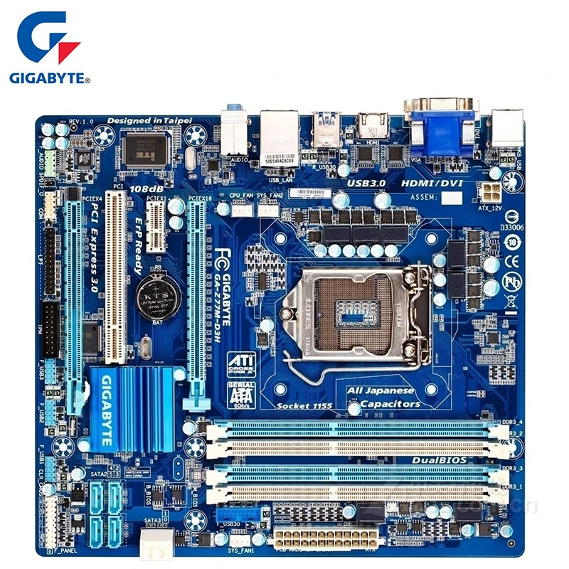 Материнская плата Gigabyte GA-Z77M-D3H для Intel Z77 DDR3 USB3.0 32GB LGA 1155 Z77M D3H системная плата для настольных ПК PCI-E 3,0 б/у