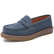 LEMAI/ осенние женские кожаные лоферы; Модные балетки на плоской подошве; цвет коричневый, синий; женские лоферы без застежки; водонепроницаемые мокасины; Размеры 35-40