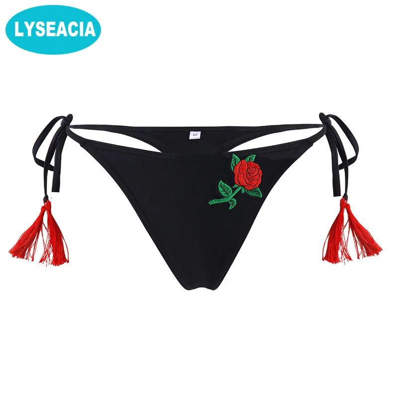 LYSEACIA Adjustable Thong Bikini Swimwear Bottom Tassels Tied Side