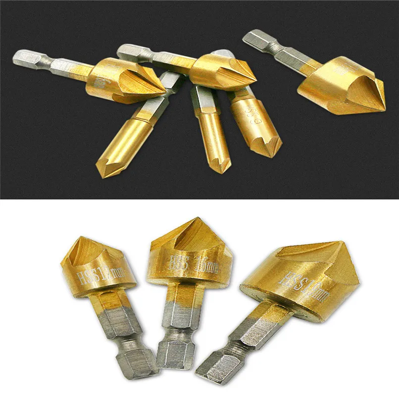 3 pcs Flute Countersink Drill Bit Set Counter 6-19mm Sink Chamfer Cutter Power tool accessories #2h15 (4)