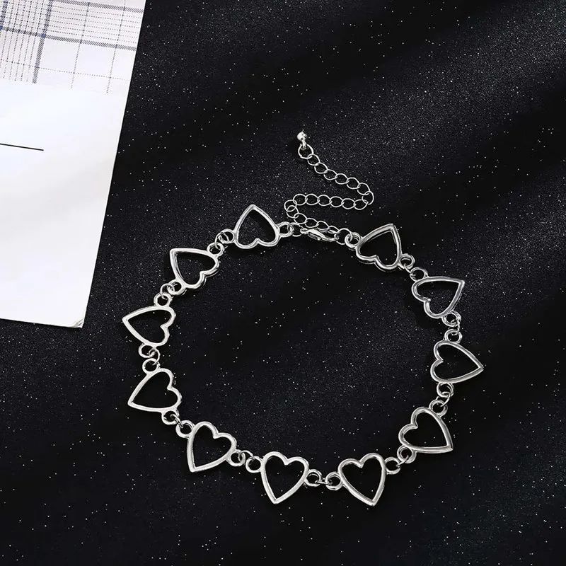 

Korean Sweet Love Heart Choker Necklace Statement Girlfriend Gift Cute Gold Silver Necklace Jewelry Collier Femme