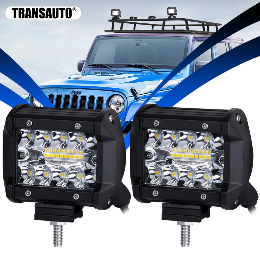 

LED Work Light Bar, 4 inch Triple Row LED Light Bar Spot Flood Combo Beam LED Driving Lights for Truck Car ATV Boat SUV, 2/4Pcs