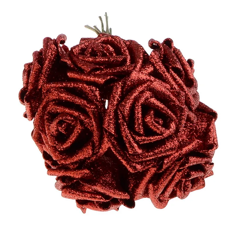 7 цветов, 10 шт., 6,5 см, искусственные розы, букет невесты на голову для свадебной вечеринки, украшения для дома, офиса, отеля, Posy VBJ89 P50 - Цвет: red