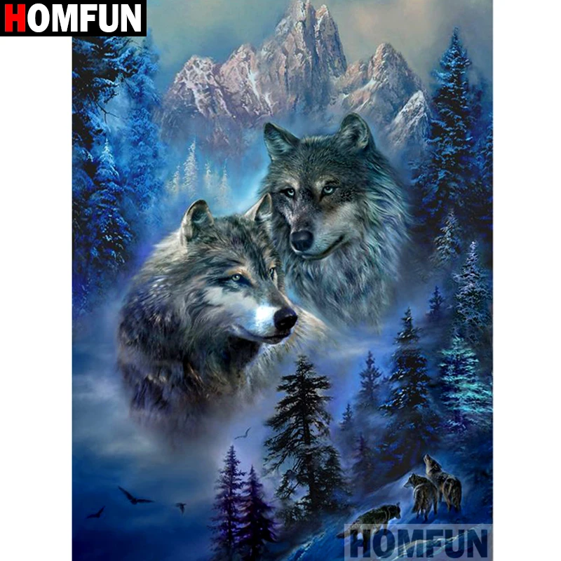 

HOMFUN Full Square/Round Drill 5D DIY Diamond Painting "Wolf" Embroidery Cross Stitch 5D Home Decor A08470