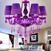 Purple Crystal Chandelier Lustre Crystal Chandelier 6/8/10/12/15/18 Arms Romantic Purple Crystal Chandelier Without Lampshade
