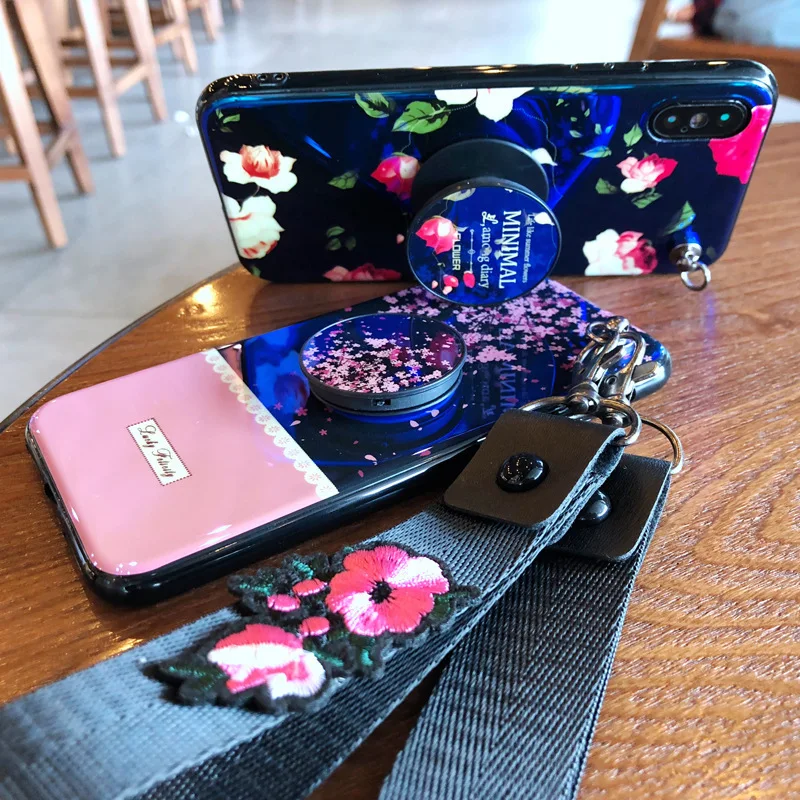 Blu-Ray cherry rose iphoneX Чехол для мобильного телефона Xs max 7 plus кронштейн безопасности 8 p