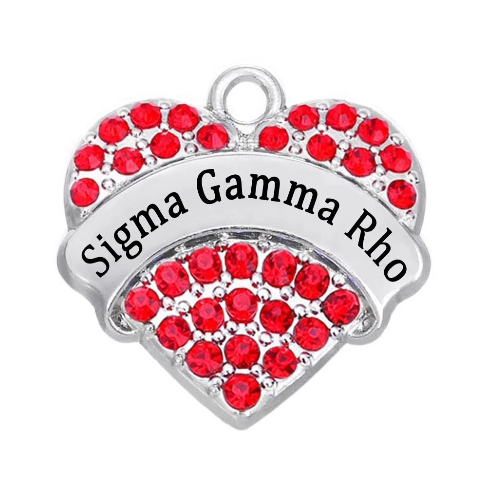 Популярные в форме сердца инкрустированные стразами очаровательные sigma gamma rho греческий организации tag кулон для студентов ювелирные изделия DIY