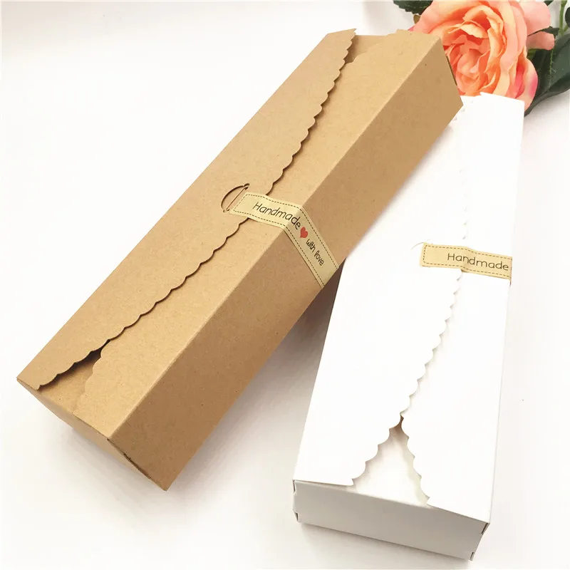 

12Pcs/lot Handmade Cardboard 23x7x4cm Long Carton Kraft Box For Valentine's Day Chocolate Cake Boxes Contain Soap Boxes Cases