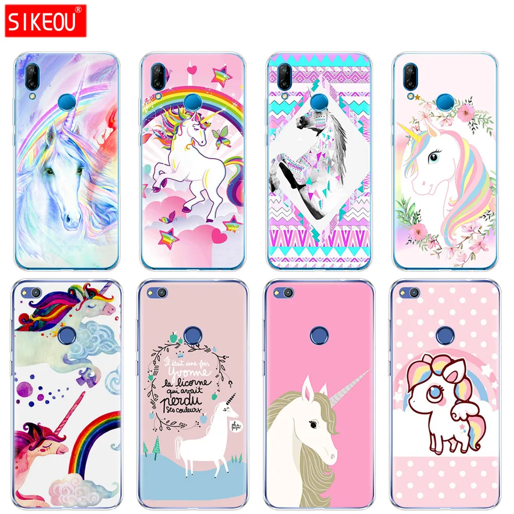 Силиконовый чехол для телефона Huawei P20 P7 P8 P9 P10 Lite Plus Pro 2017 p smart 2018 Rainbow Lovely Unicorn |
